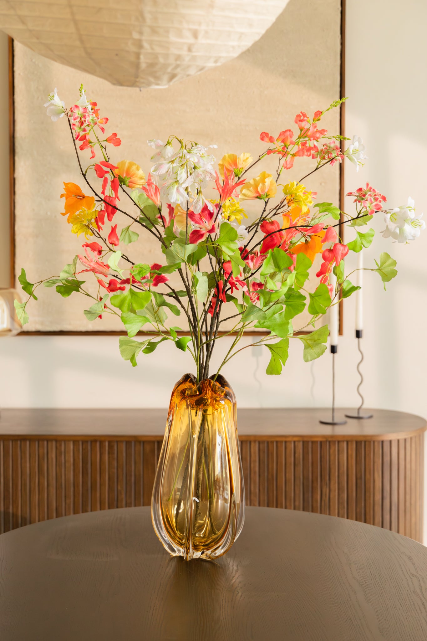 Kunstblumenstrauß Sunlit Ginkgo