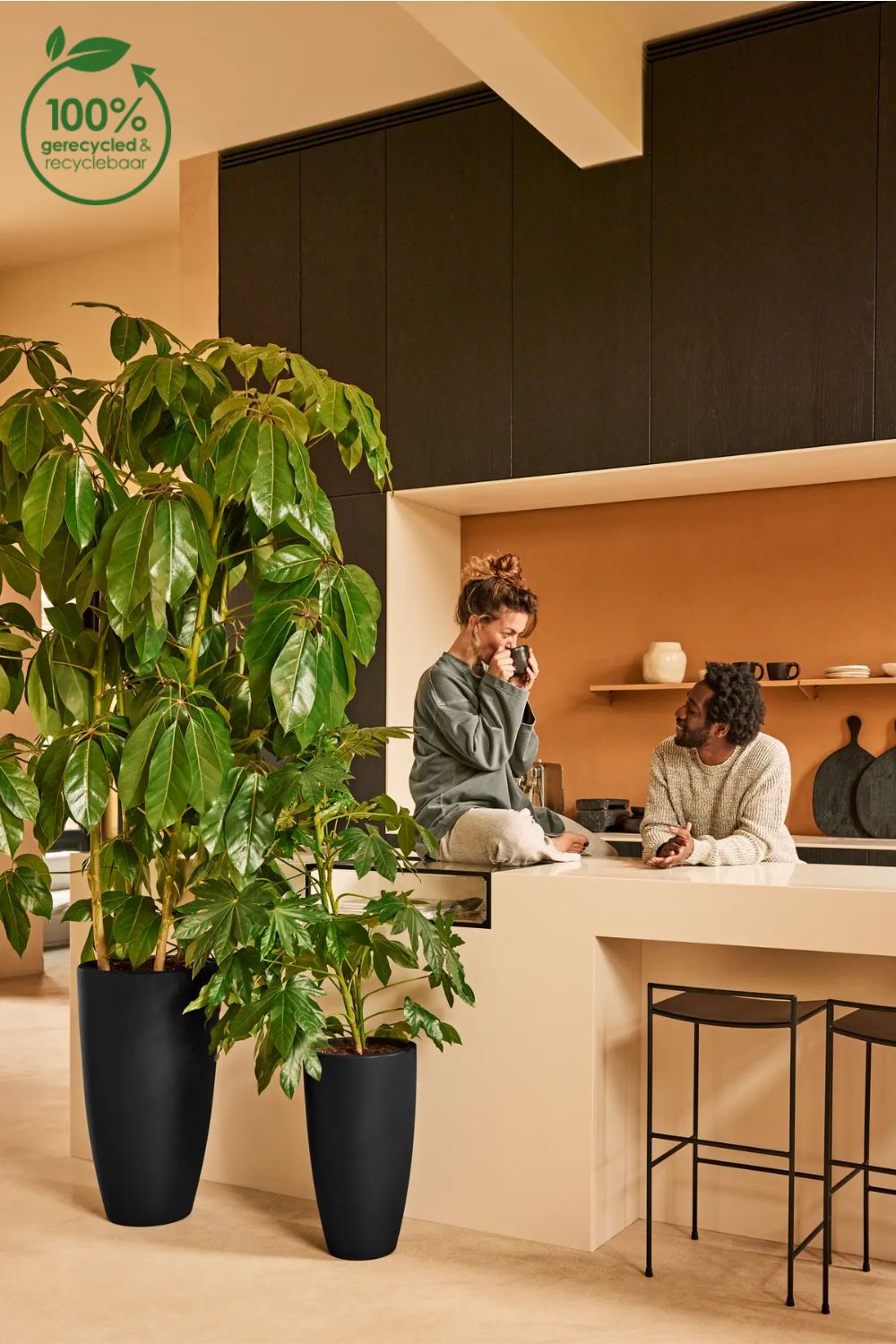 Blumentopf Elho June Round High 39 cm Schwarz