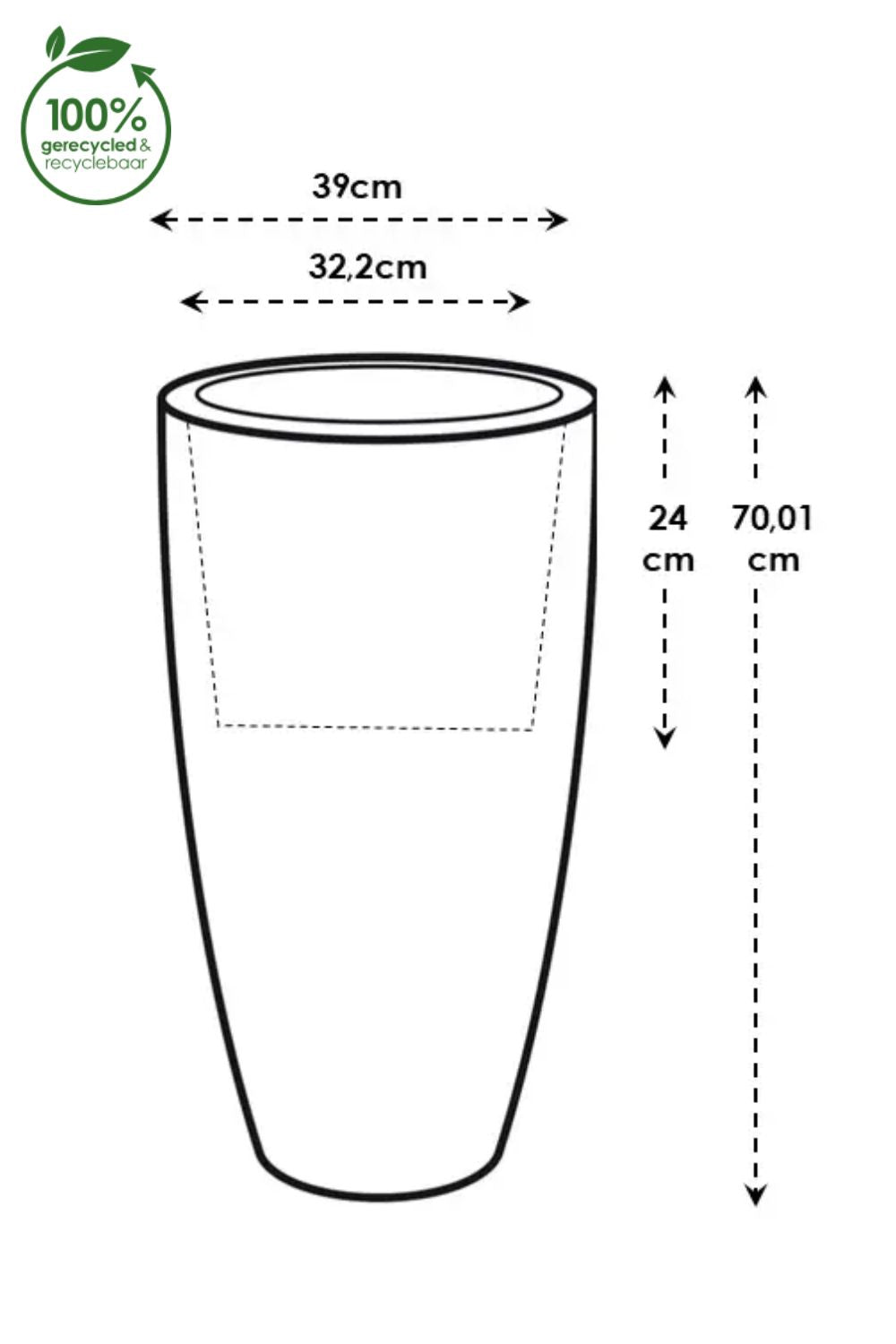 Blumentopf Elho June Round High 39 cm Schwarz