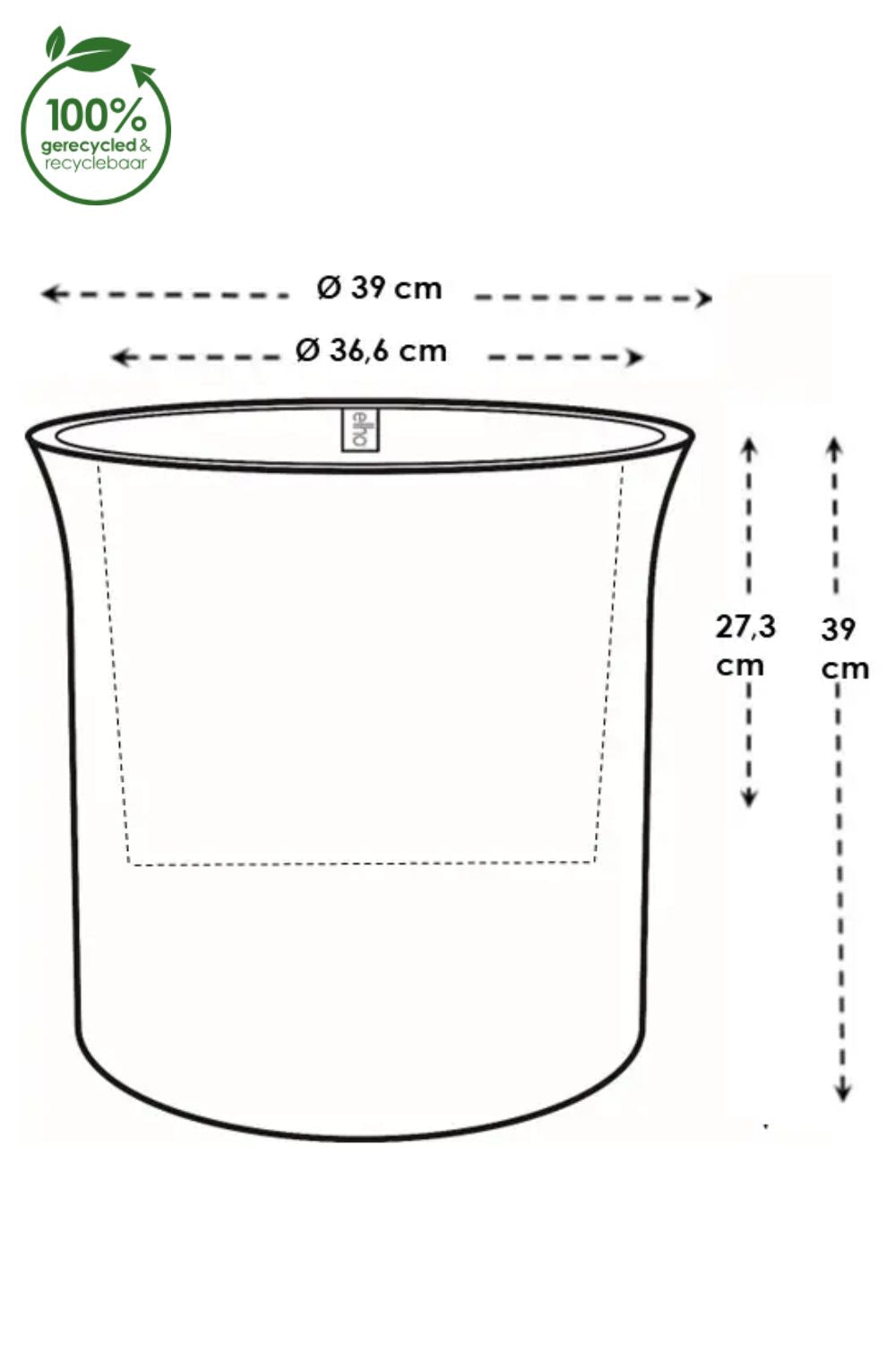 Blumentopf Elho June Tulip 39 cm Schwarz