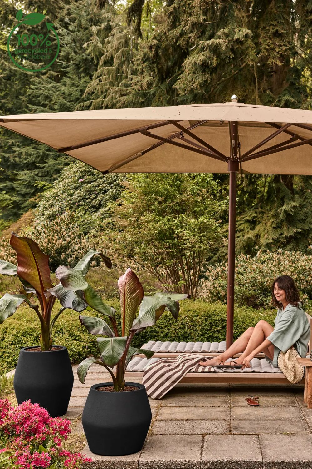 Blumentopf Elho June Split Low 42 cm Schwarz