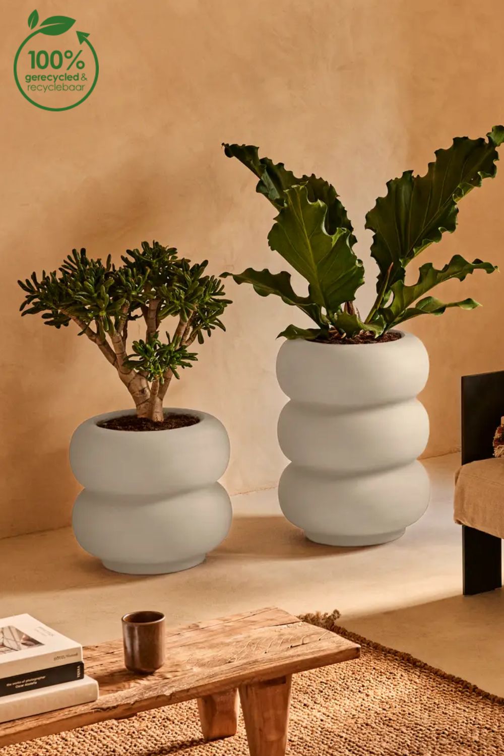 Blumentopf Elho Amber Roll High 58 cm Leinen Weiß