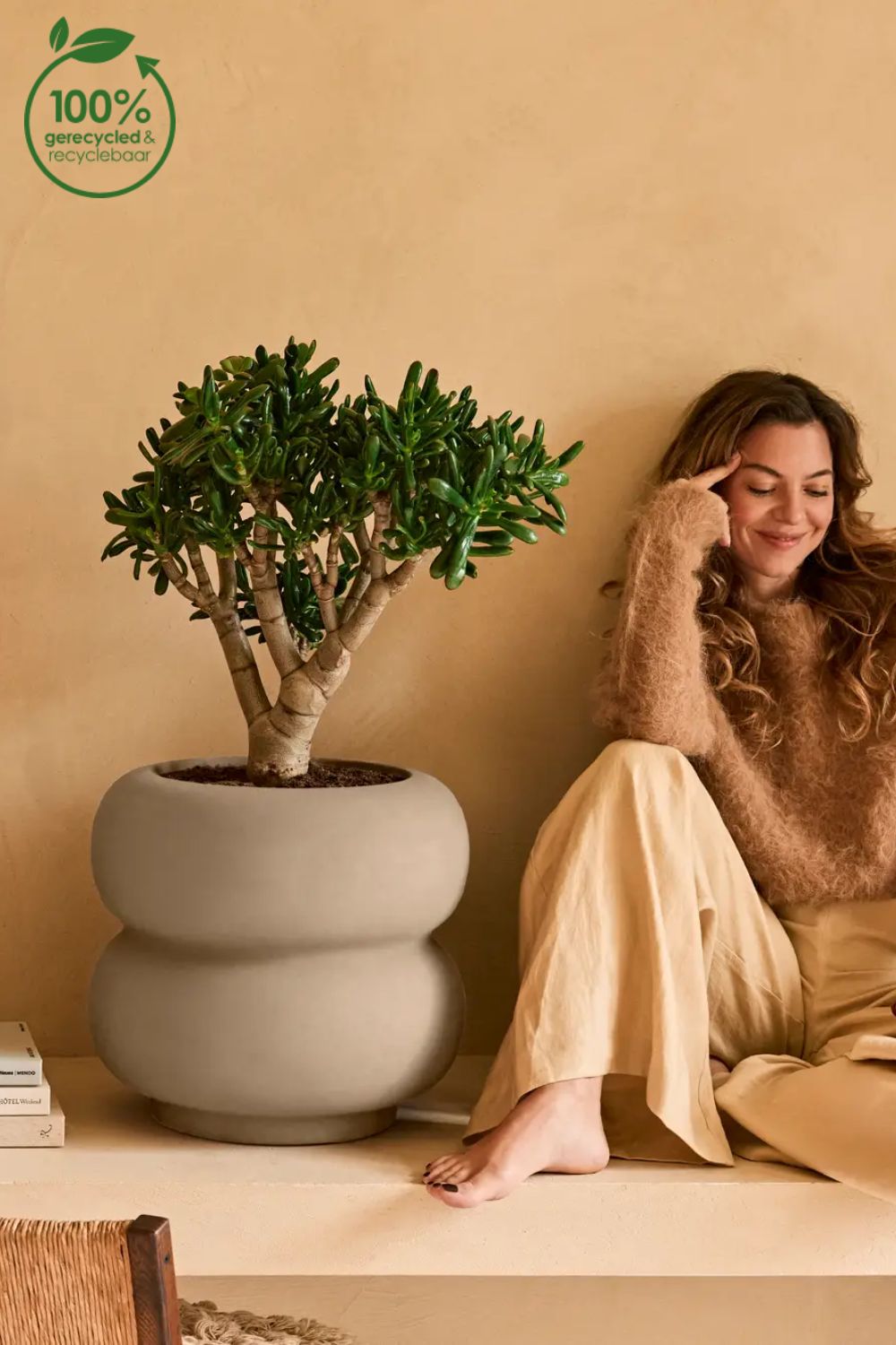 Blumentopf Elho Amber Roll Low 40 cm Balanced Beige