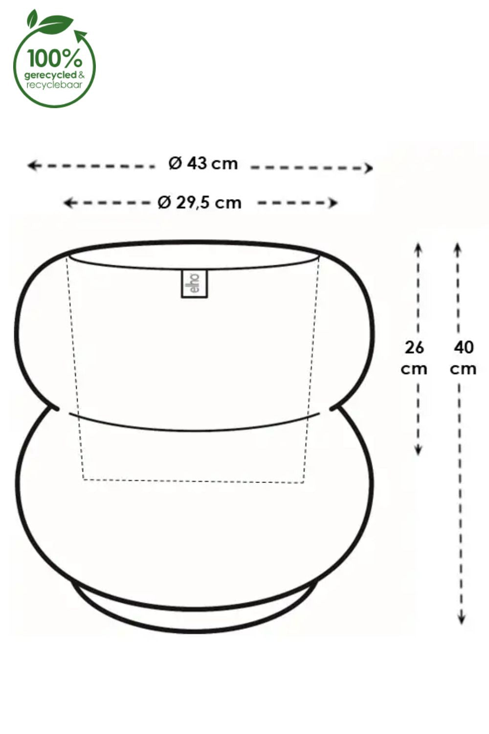 Blumentopf Elho Amber Roll Low 40 cm Balanced Beige
