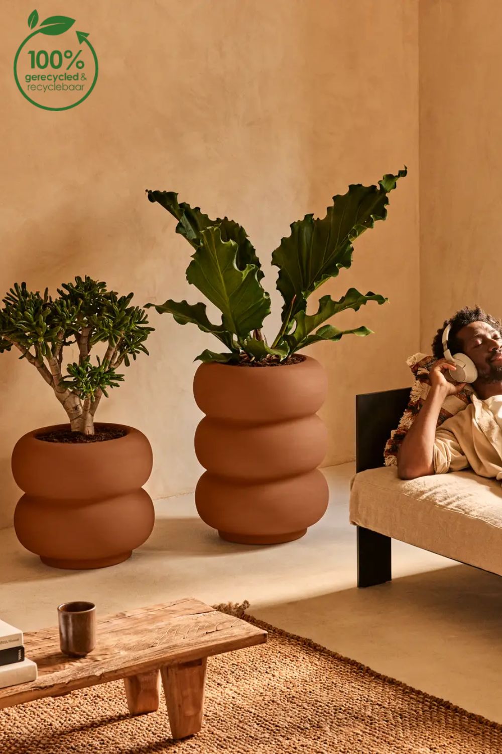 Blumentopf Elho Amber Roll Low 40 cm Karamell