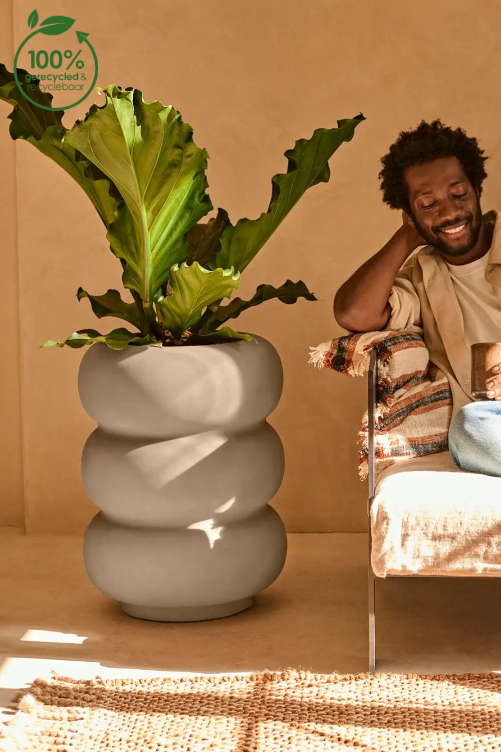 Blumentopf Elho Amber Roll High 58 cm Balanced Beige