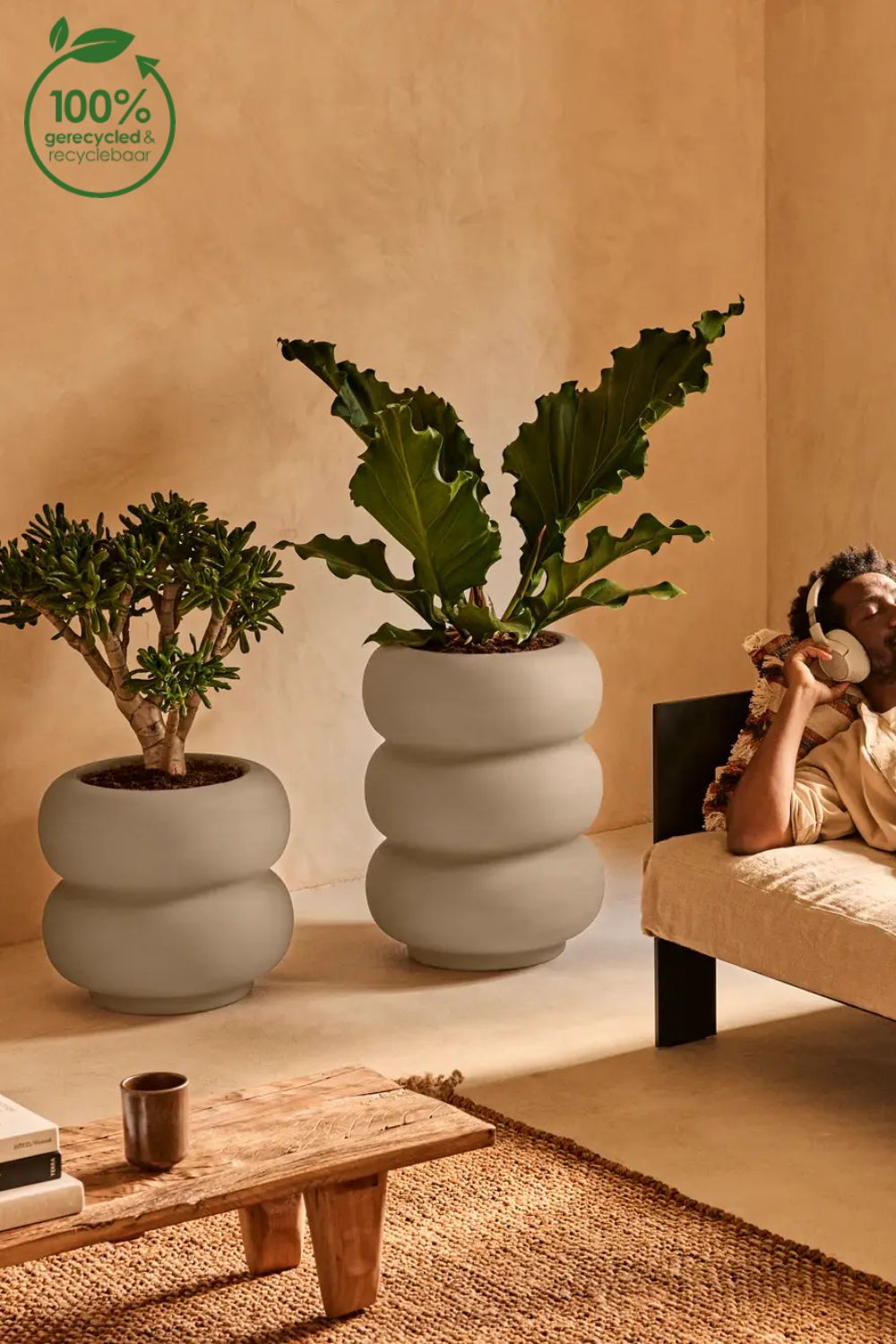 Blumentopf Elho Amber Roll High 58 cm Balanced Beige