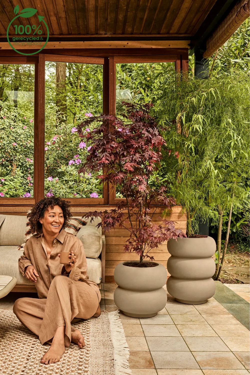 Blumentopf Elho Amber Roll High 58 cm Balanced Beige