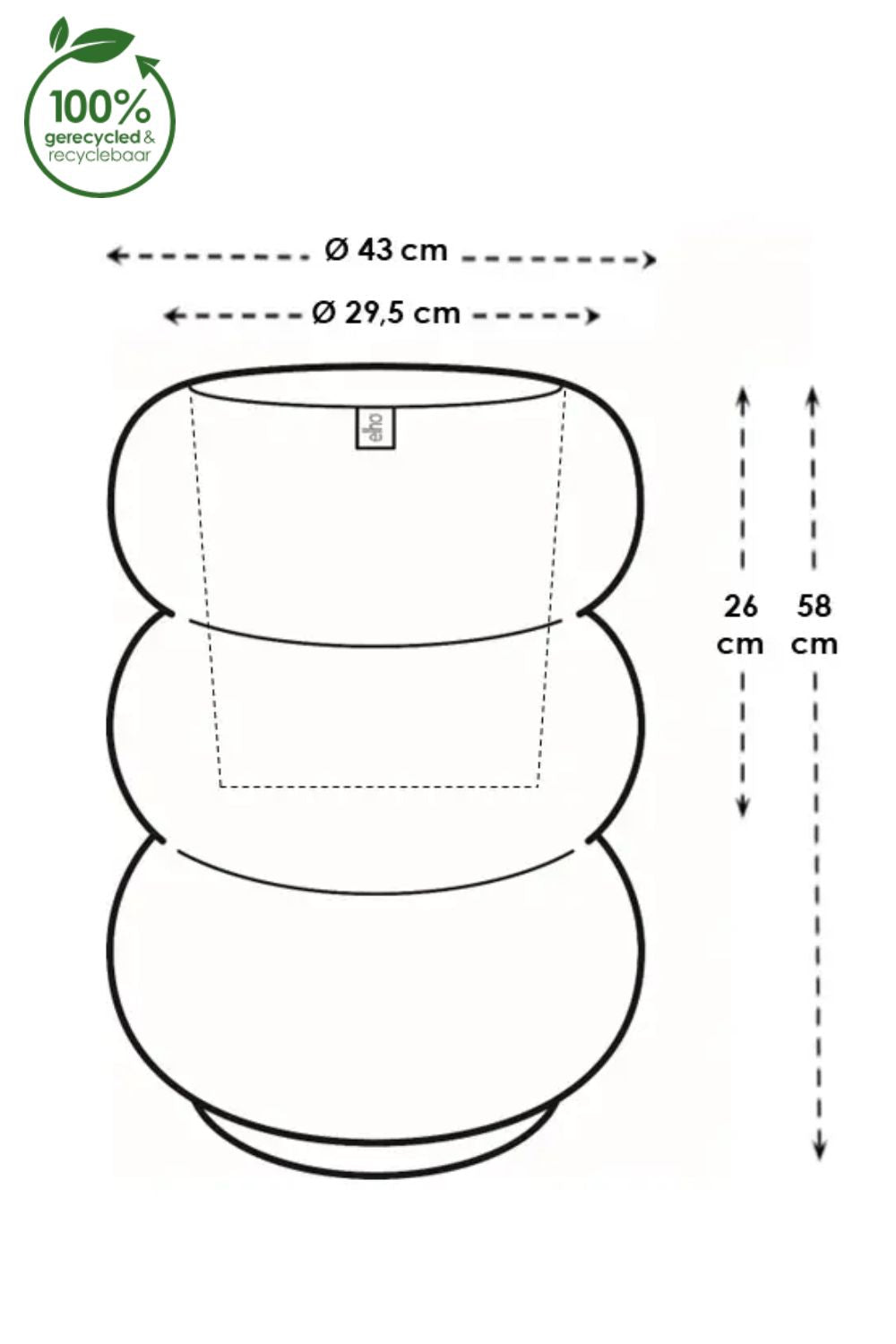 Blumentopf Elho Amber Roll High 58 cm Balanced Beige