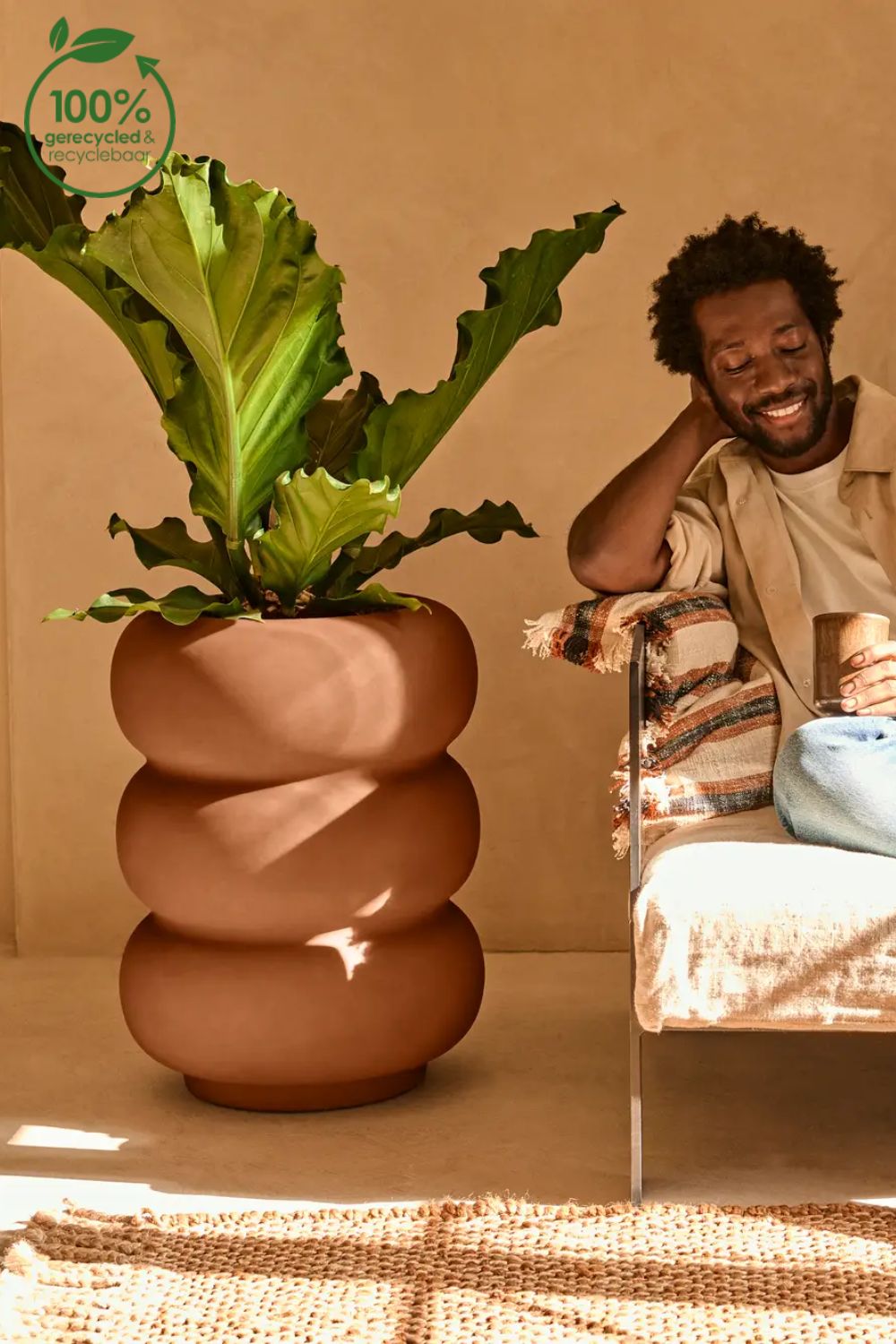 Blumentopf Elho Amber Roll High 58 cm Karamell