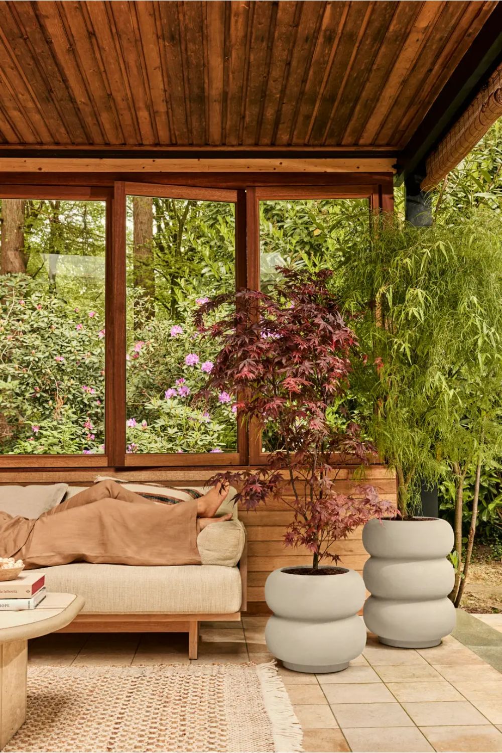 Blumentopf Elho Amber Roll High 58 cm Leinen Weiß