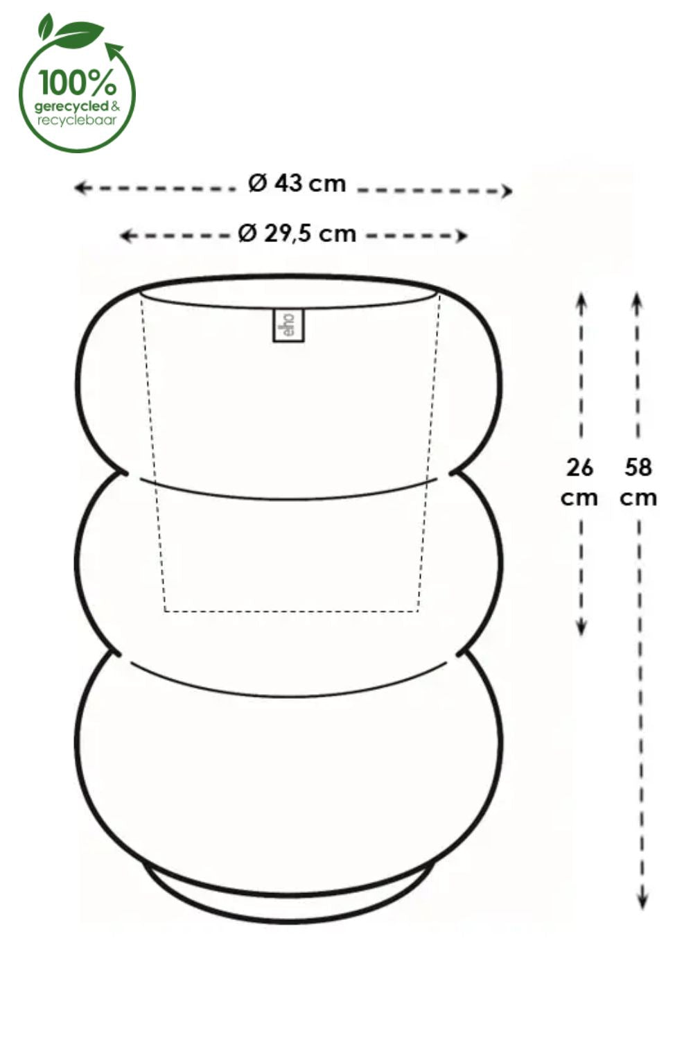 Blumentopf Elho Amber Roll High 58 cm Leinen Weiß