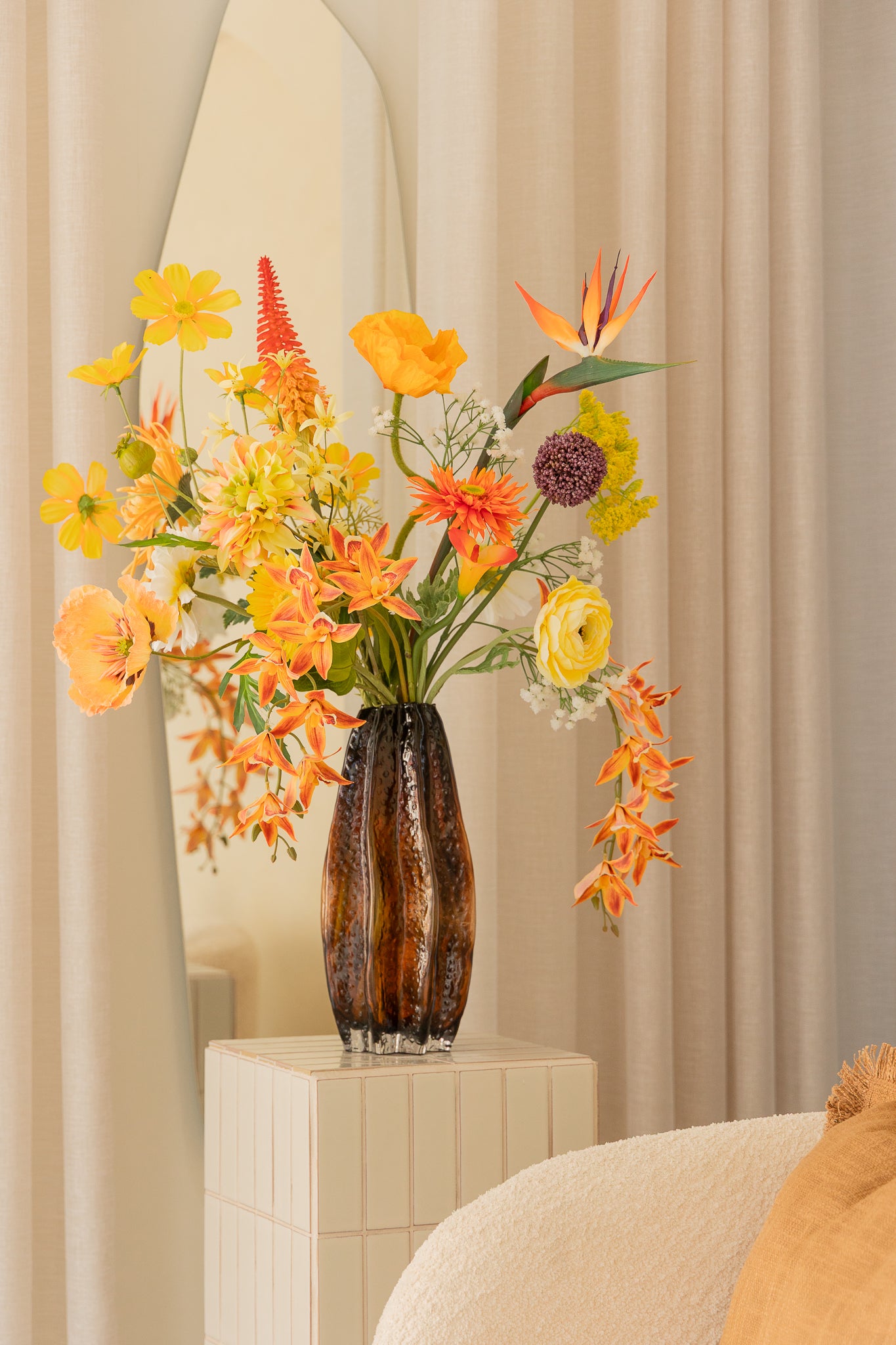 Kunstblumenstrauß Orange Oasis