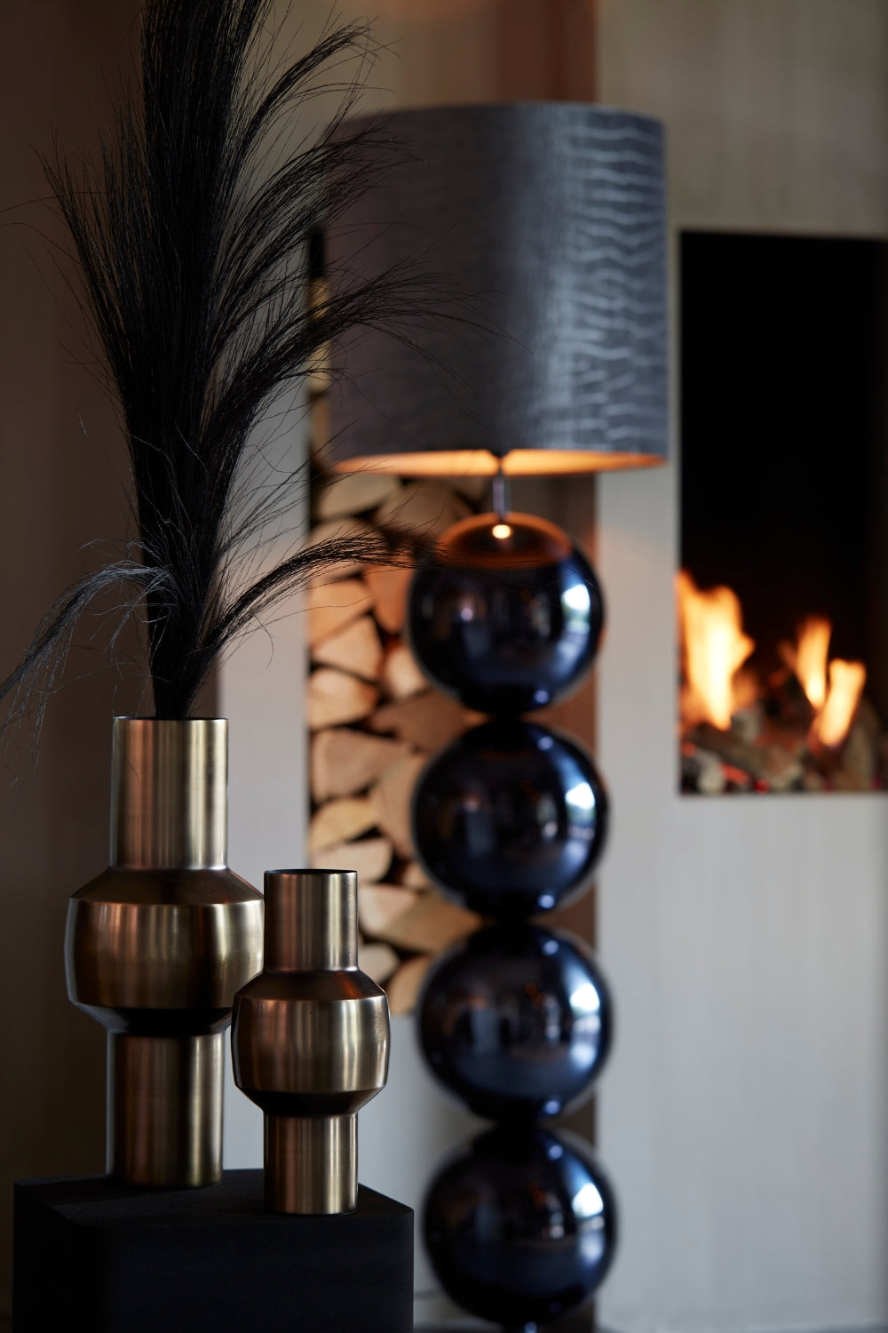 Vase Senuma 42x18 cm Schwarz Nickel