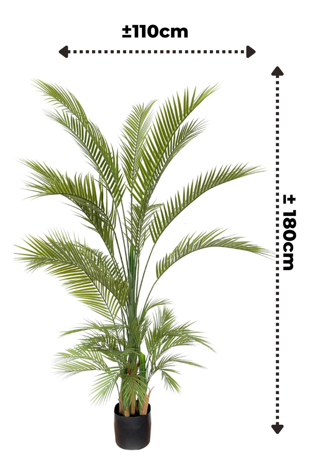 Afmetingen kunstpalm 180cm