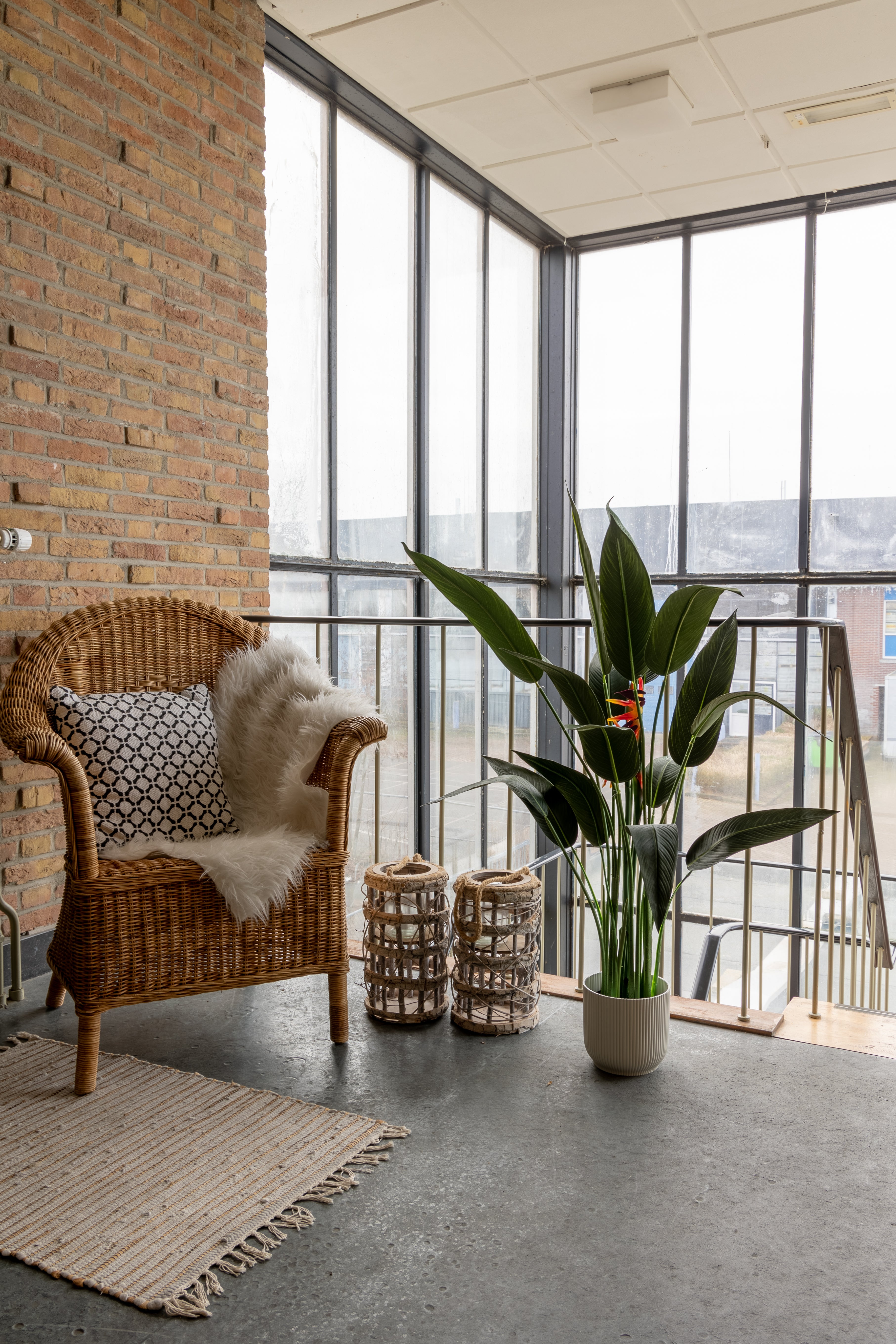 Strelitzie Kunstpflanze mit Blume 110cm