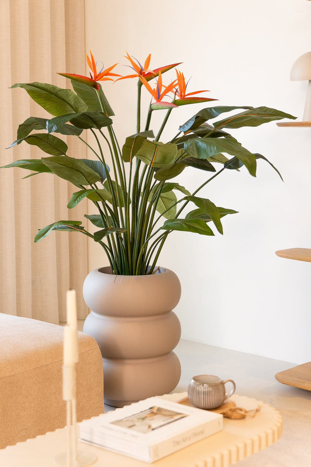 Strelitzie Kunstpflanze mit Blume 120cm