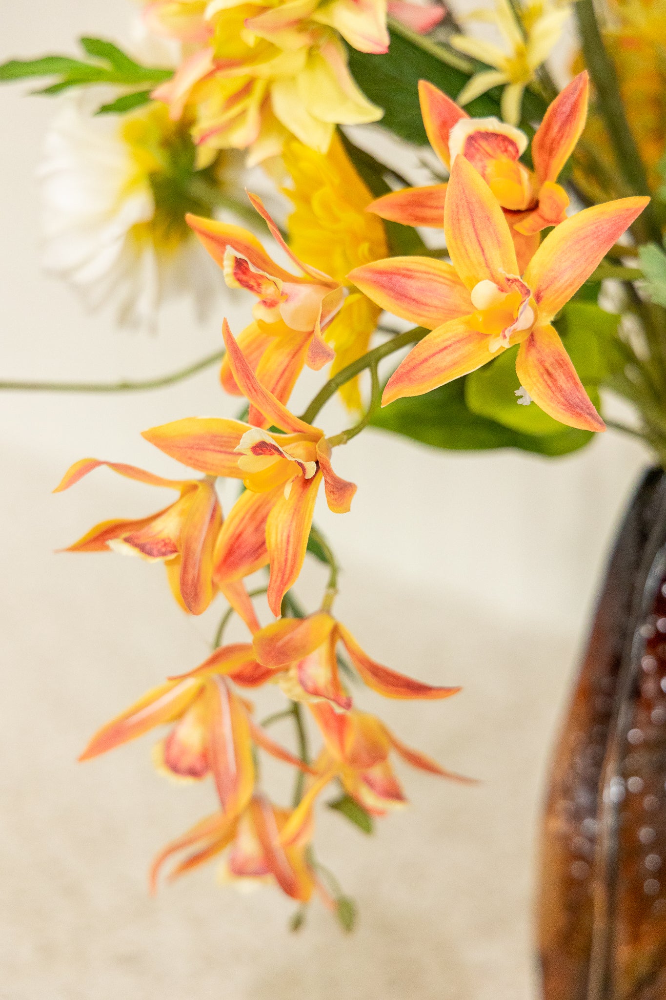 Kunstblumenstrauß Orange Oasis