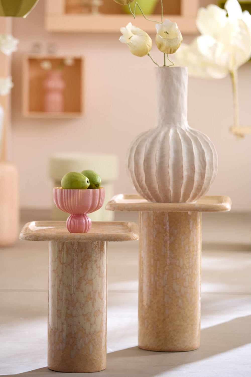 Vase Senago 34x50 cm Keramik Creme