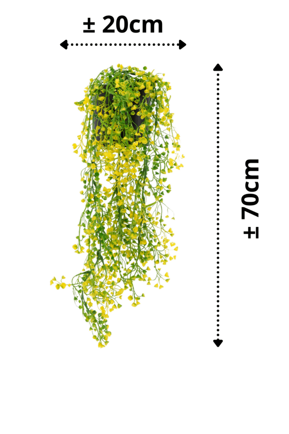 afmetingen Gele Kunst Hangplant 70cm