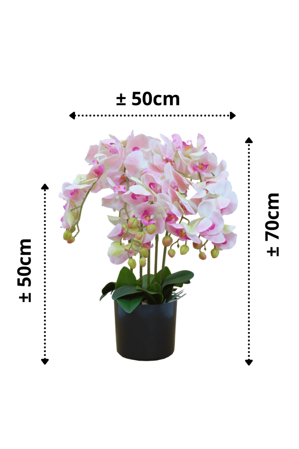 afmetingen Kunst Orchidee Lichtroze 70cm