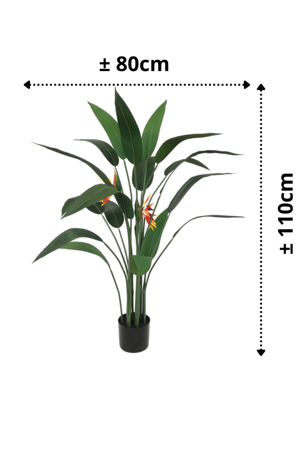 afmetingen Strelitzia Kunstplant Met Bloem 110cm